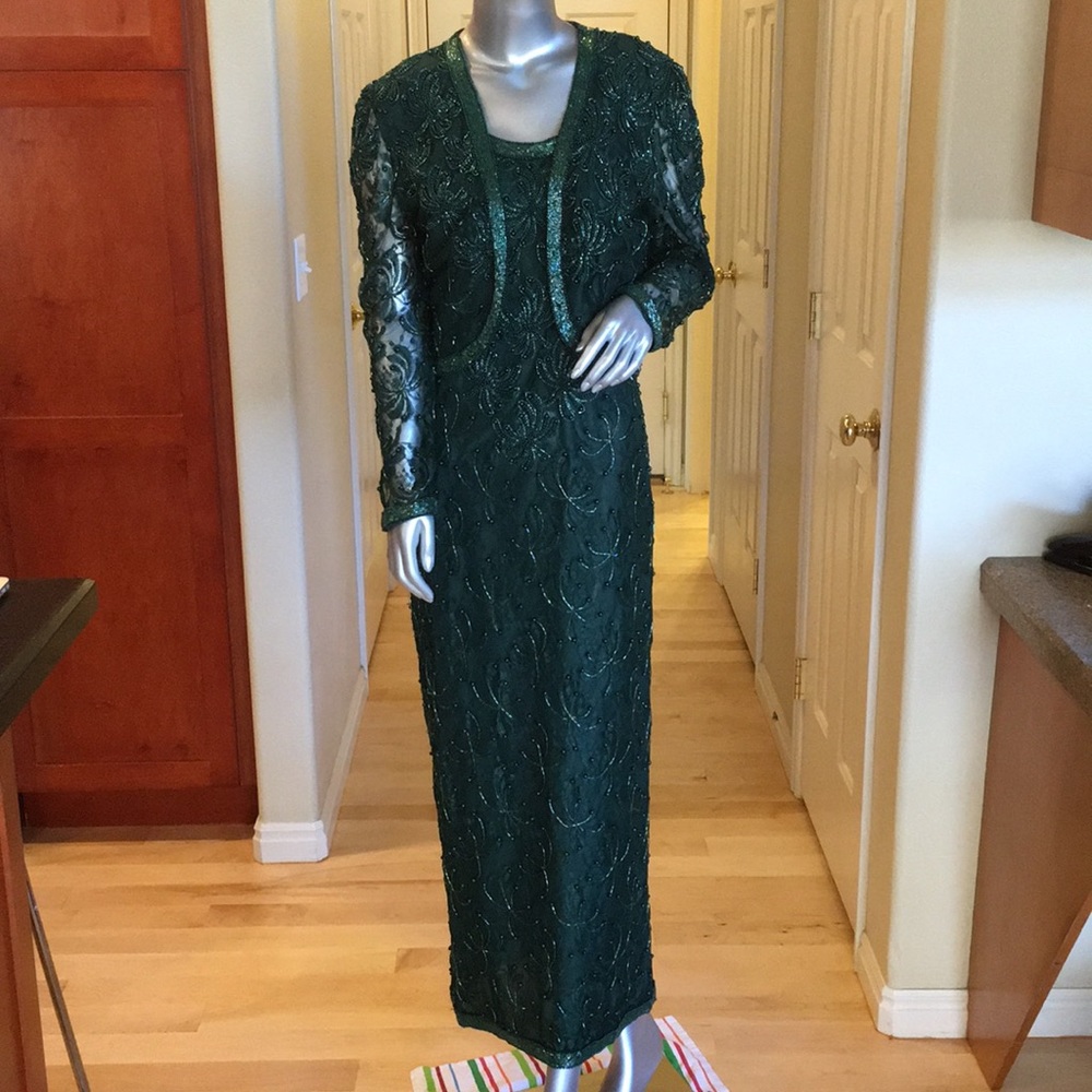 Scala vintage beaded evening gown & jacket 2PC